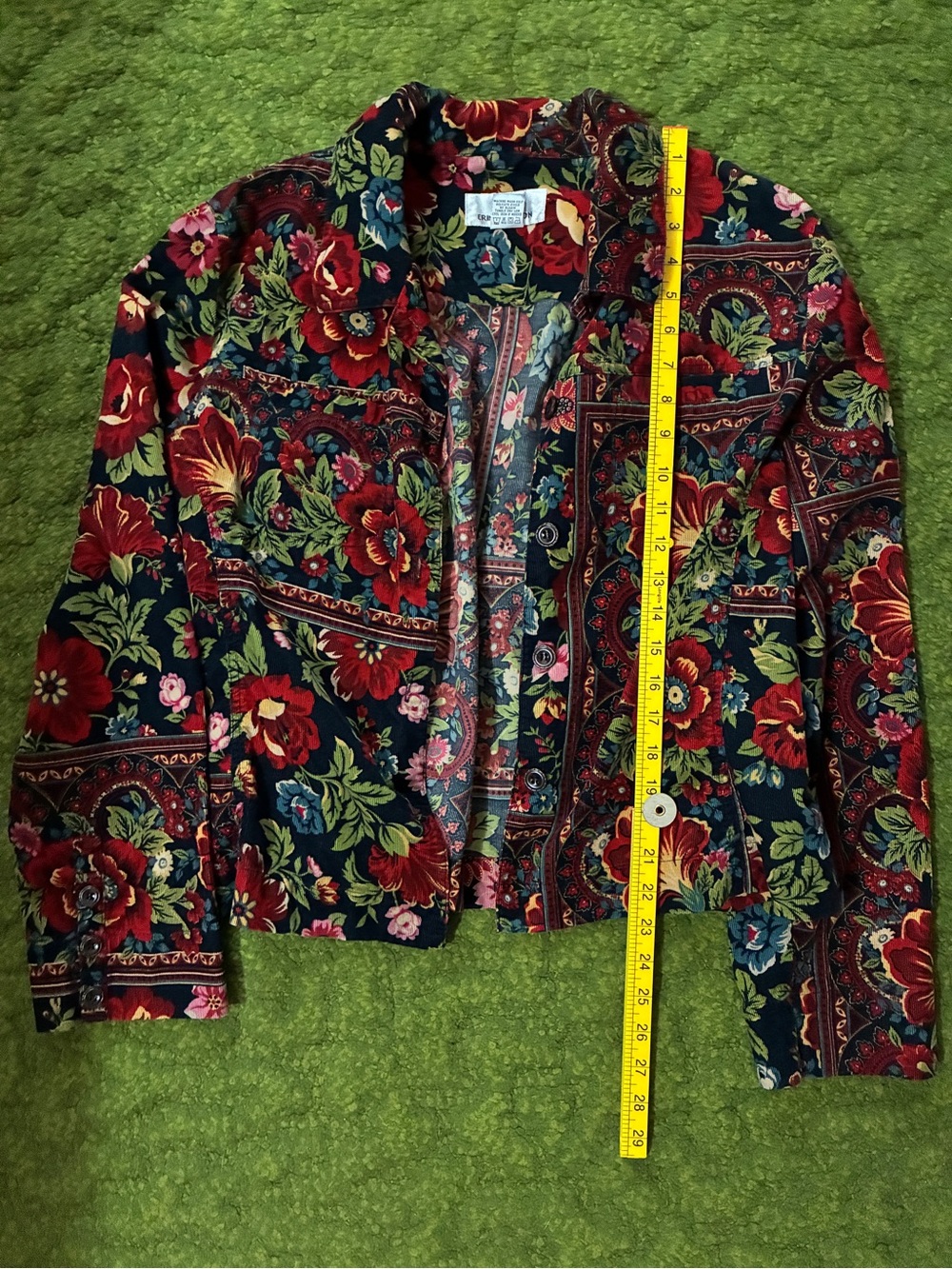 Vintage Erin London Floral & Tapestry Fine Wale Corduroy Jacket - Picture 8 of 10